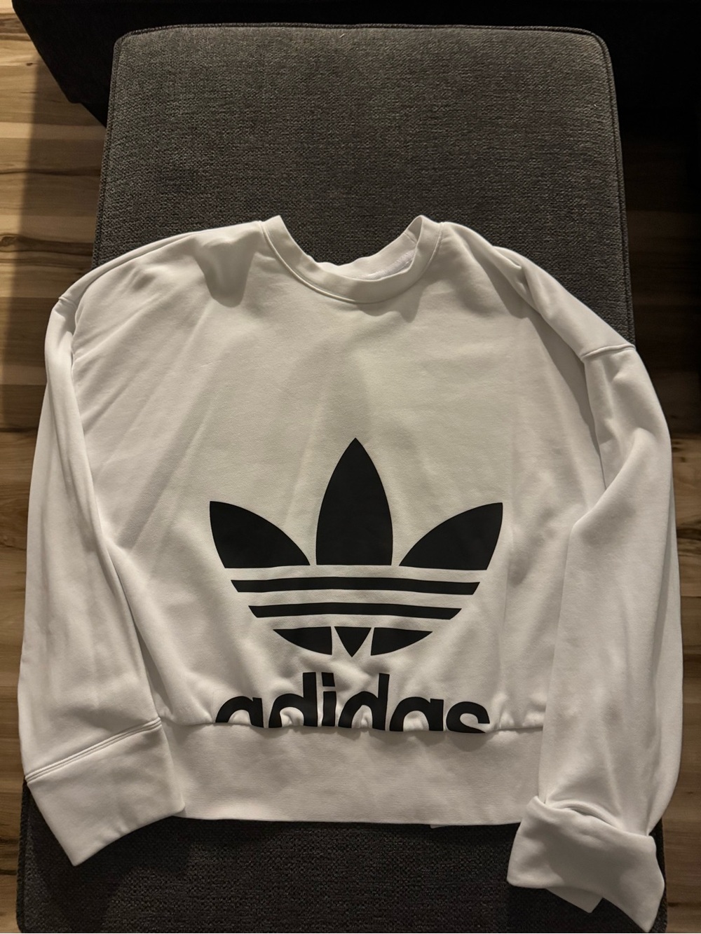 adidas White Crewneck Sweatshirt with Black Trefoil